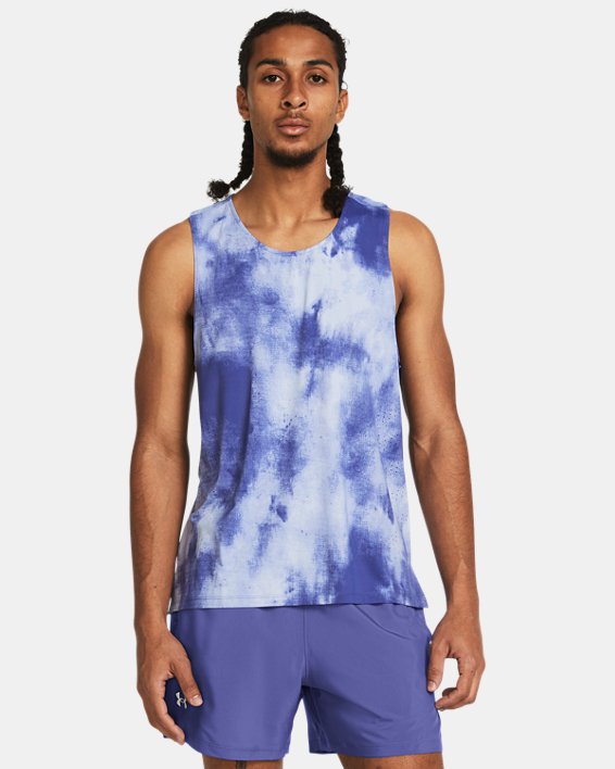 Camiseta sin mangas con estampado UA Launch Elite para hombre, Purple, pdpMainDesktop image number 0